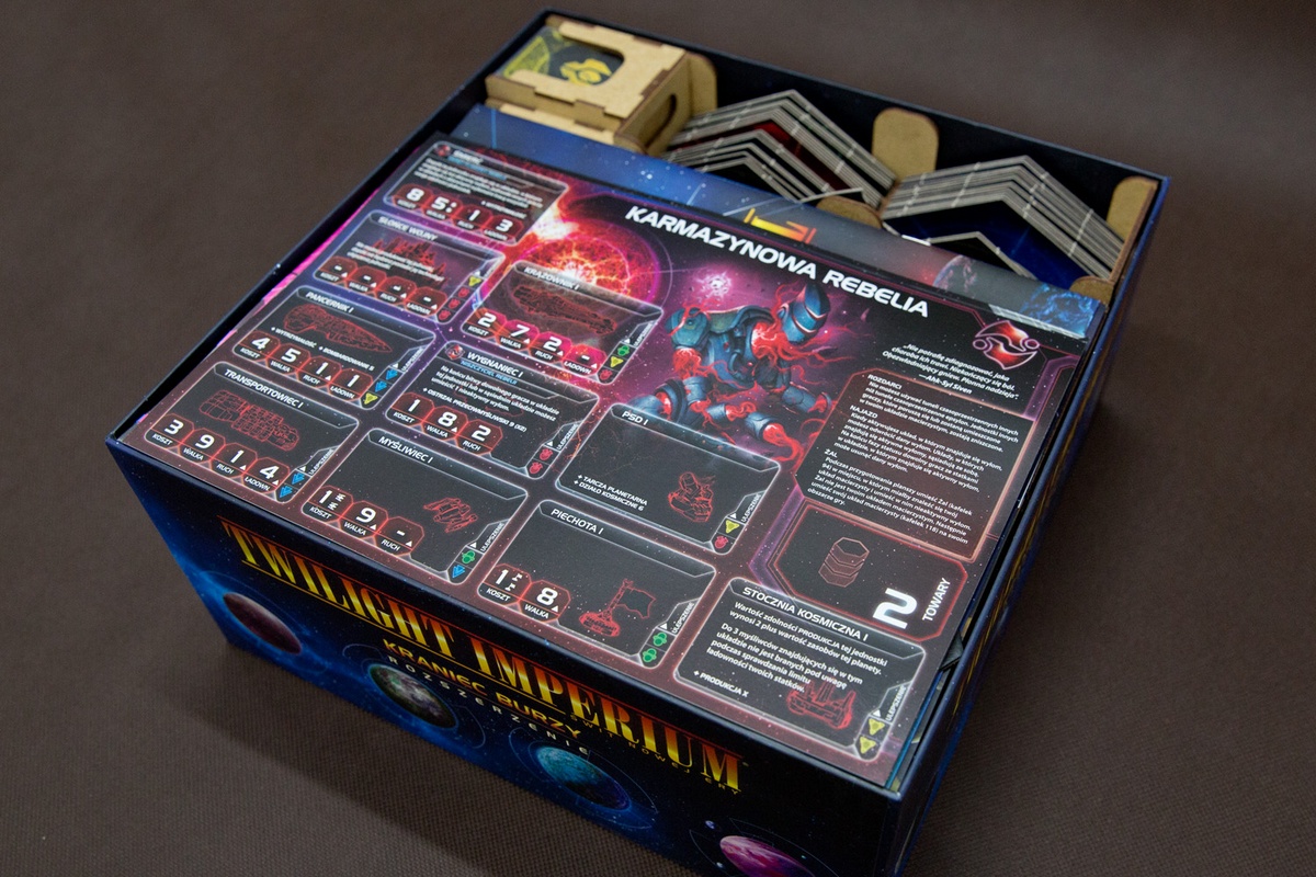 Insert do gry Twilight Imperium: Kraniec burzy - Ułożenie elemntów w pudełku - wersja HDF
