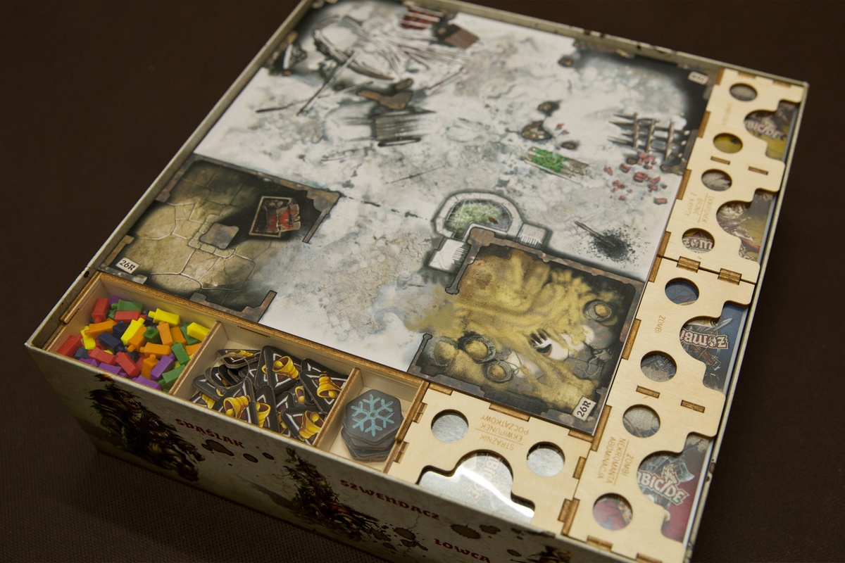 Insert (upgrade) pasujący do gry Zombicide Biała Śmierć - ułożenie elementów w pudełku - wersja ze sklejki