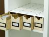 Zasobnik z szufladami na karty pasujący do regału Kallax - fronty niemalowane (surowe drewno)